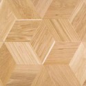 Massiv Eg Mønsterflise. Hexparket. Dim. 20,5 mm x 370 x 370 x 370 mm. Ubehandlet.