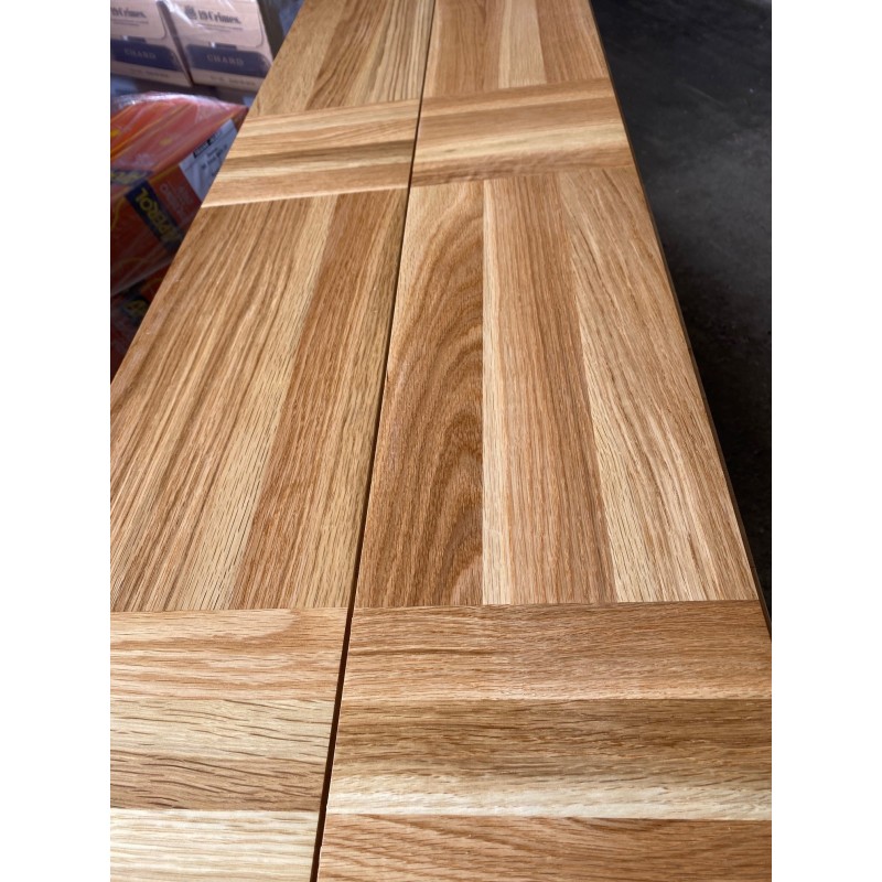 Lamel Eg 3 stav. Hollandsk Mønster. 4 stave på tværs. Nottwil. Select med splint. Dim. 22 x 196 x 2950 mm. Natur matlak.
