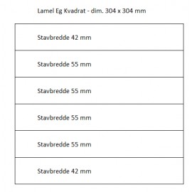 Lamel Eg Kvadrat. 6 Stave. Natur/Select. Dim. 12 mm x 304 x 304 mm. Skarpkantet. Ubehandlet.