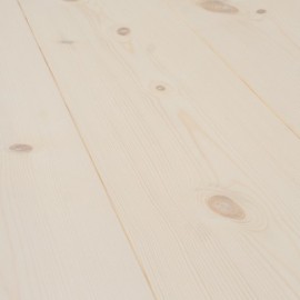 Massiv Fyr Planker. Natur. Faset kanter. Dim. 25 x 160 mm. Hvid Håndvoksolie.