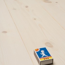 Massiv Fyr Planker. Natur. Faset kanter. Dim. 25 x 160 mm. Hvid Håndvoksolie.