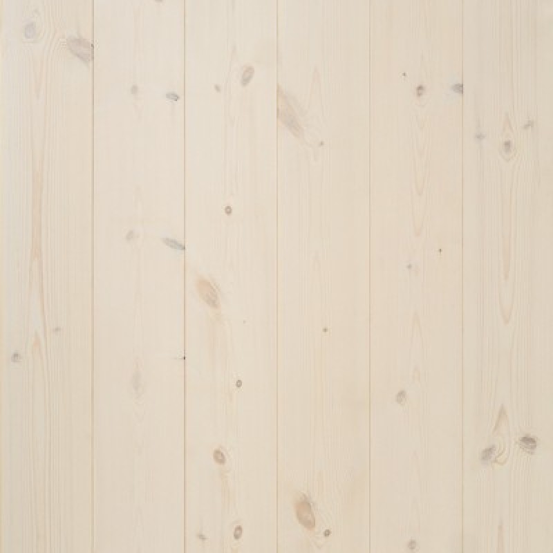 Massiv Fyr Planker. Natur. Faset kanter. Dim. 25 x 160 mm. Hvid Håndvoksolie.