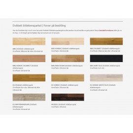 Massiv Eg Dobbelt Sildebensparket. Dim. 14 mm x 129 x 516,6 mm. Ultramat lakeret.