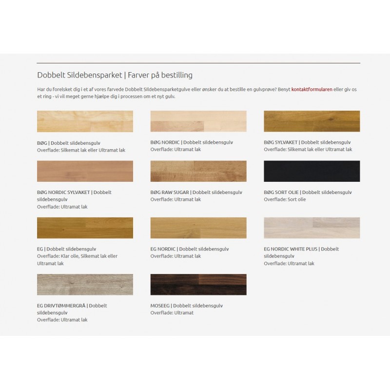 Massiv Eg Dobbelt Sildebensparket. Dim. 14 mm x 129 x 516,6 mm. Ultramat lakeret.