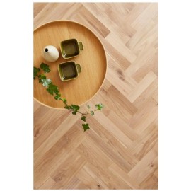 Massiv Eg Nordic Dobbelt Sildebensparket. Dim. 14 mm x 129 x 516,6 mm. Ultramat lakeret.