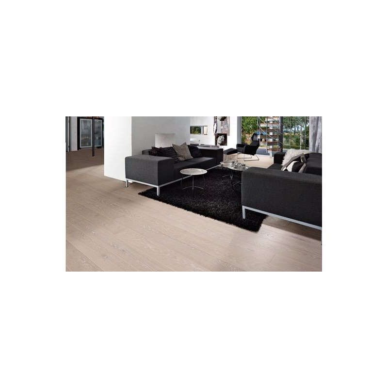 Eg Nouveau Snow. 1 stav. Mat lak. Børstet. Fasede kanter. Hvid.