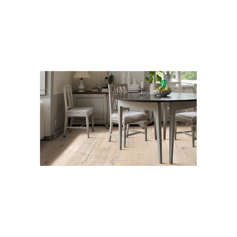 Eg Olof. Naturolie. Håndskrabet. Børstet. Fasede kanter. Hvid.