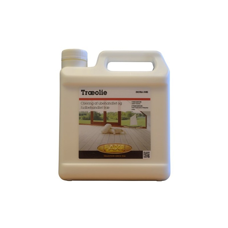 Træolie Ekstra Hvid. Indeholder opløsningsmidler.