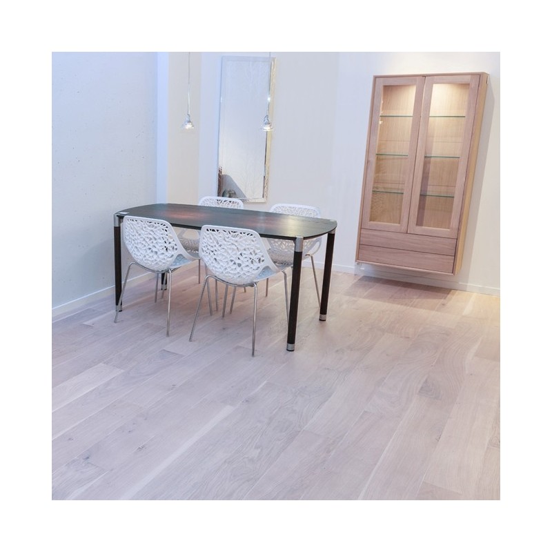 Lamel Eg Planker. Natur. Dim. 15 x 185 mm. Hvid matlak.