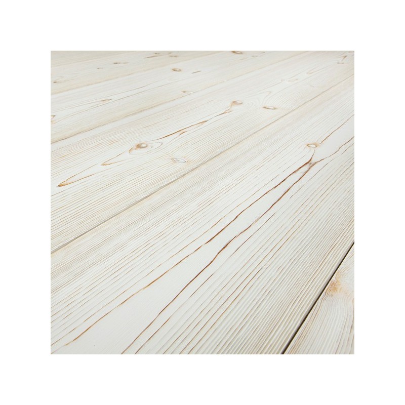 ANTIK. Massiv Fyr Planker. Standard. Børstet. Dim. 14 x 113 mm. Hvid Mat lak behandlet.