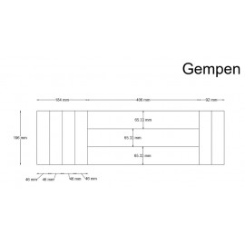 Lamel Eg 3 stav. Hollandsk Mønster. 4 stave på tværs. Gempen. Select. Dim. 22 x 196 x 2360 mm. Natur matlak.