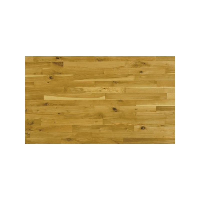 21 mm massiv Eg 5" parket. Bredde 113,5 mm. Variation. Silkemat lakeret.