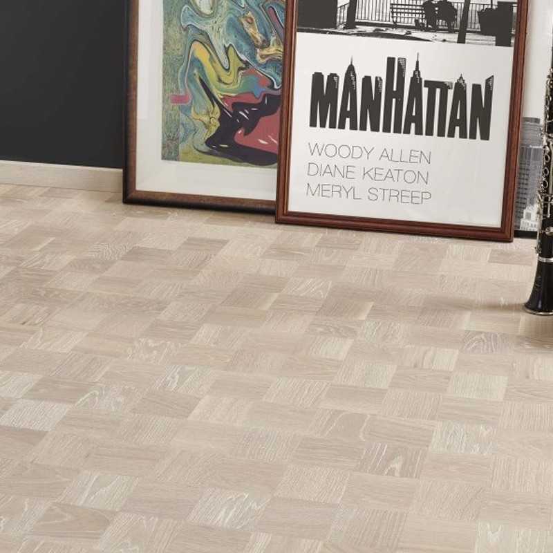 Noble. Eg Manhatten. Small Block. Fletparket (Hollandsk Mønster). Dim. 16 x 190 x 2280 mm. Børstet. Proteco Hardwax Oil.