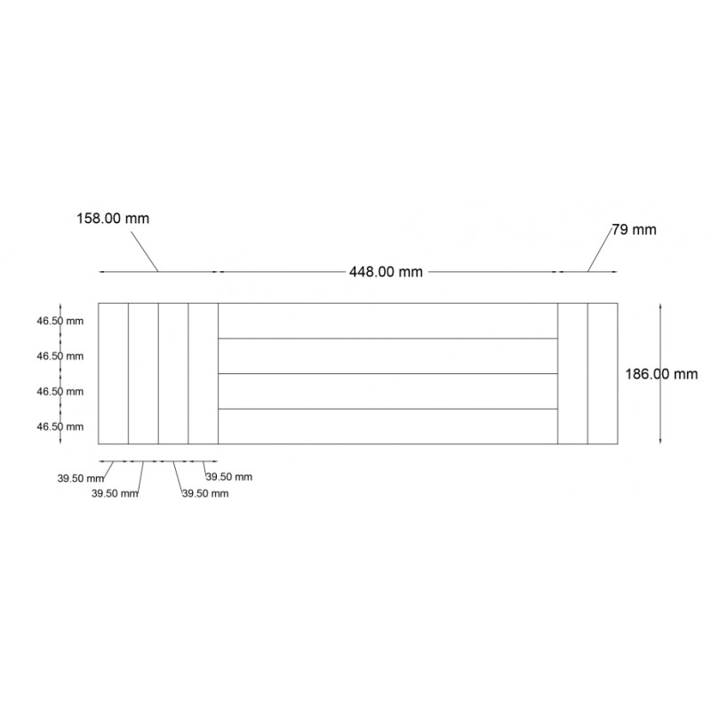Lamel Eg 4 stav. Hollandsk Mønster. 4 stave på tværs. Pratteln. Natur. Dim. 22 x 186 x 3030 mm. Ubehandlet.