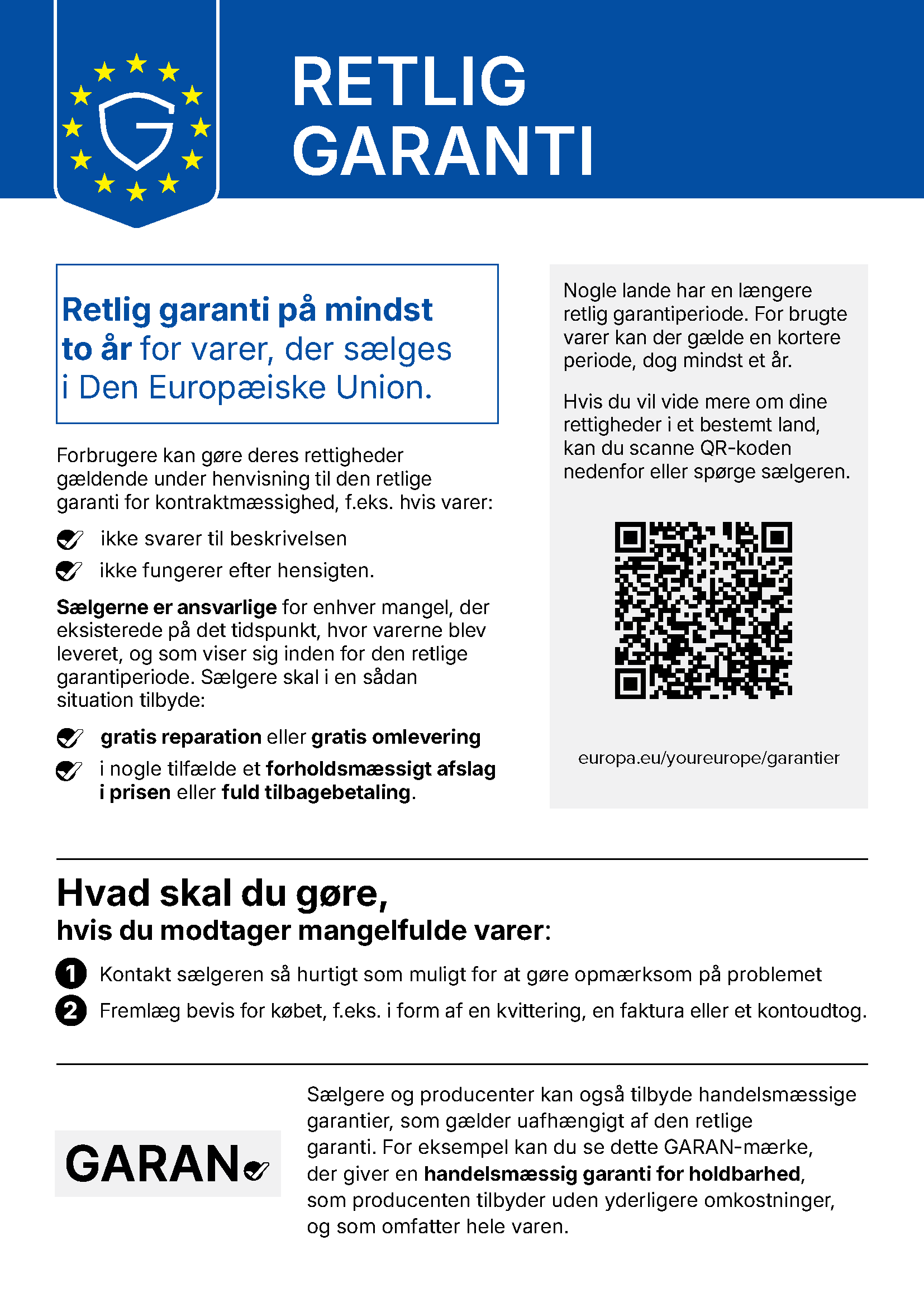 Legal guarantee notice